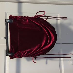 Halara red velvet side runch skirt with built in shorts